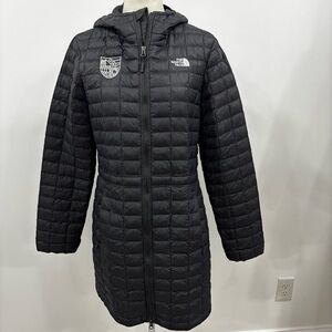 The North Face Thermoball Hooded Black Long Puffer Jacket Womens Med